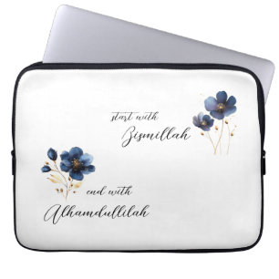 Bismillah Alhamdullilah Navy Gold Floral Laptopschutzhülle
