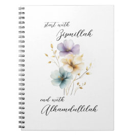Bismillah Alhamdullilah Pastellfarben Blumenmuster Notizblock