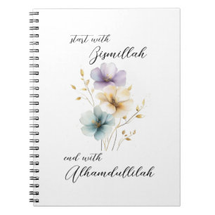 Bismillah Alhamdullilah Pastellfarben Blumenmuster Notizblock