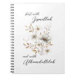 Bismillah Alhamdullilah Weißgold Blumen Notizblock