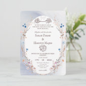 Bismillah Blau & Gold Muslim Nikkah Karte (Stehend Vorderseite)