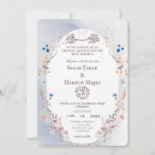 Bismillah Blau & Gold Muslim Nikkah Karte (Vorderseite)