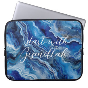 Bismillah Blue Achat Neopren 15 Zoll Laptopschutzhülle