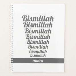 Bismillah Typografie Grau auf der weißen Monogram Planer