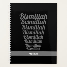 Bismillah Typografie Grau auf Schwarz Monogram Planer