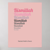 Bismillah Typografie Pink Kinderzimmer Custom Poster (Vorne)