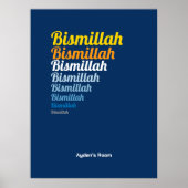 Bismillah Typografie Royal Blue Kinderzimmer Custo Poster (Vorne)