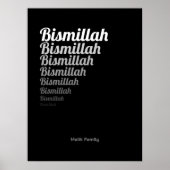 Bismillah Typografie White Gradation on Black Poster (Vorne)