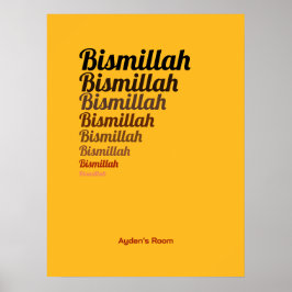 Bismillah Typografie Yellow Banana Kinderzimmer Cu Poster
