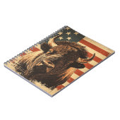 Bison American Flag Vintag Notizblock (Linke Seite)