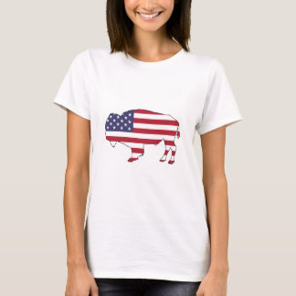 Bison - amerikanische Flagge T-Shirt
