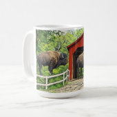 Bison an der überdachten Brücke Kaffeetasse (Vorderseite Links)