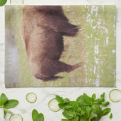 Bison and Calf in Yellowstone Handtuch (Gefaltet)