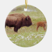 Bison and Calf in Yellowstone Keramik Ornament (Vorne)