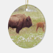 Bison and Calf in Yellowstone Keramik Ornament (Links)