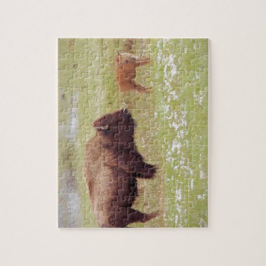 Bison and Calf in Yellowstone Puzzle (Vertikal)