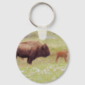 Bison and Calf in Yellowstone Schlüsselanhänger (Vorderseite)