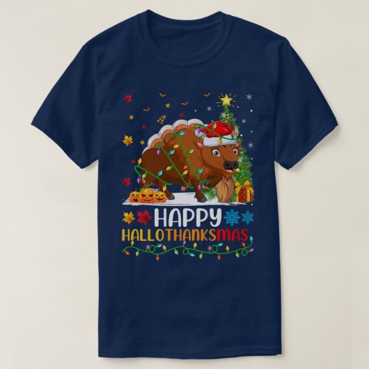 Bison Animal Lover Funny Happy Bison HelloDankeMa T-Shirt (Design vorne)