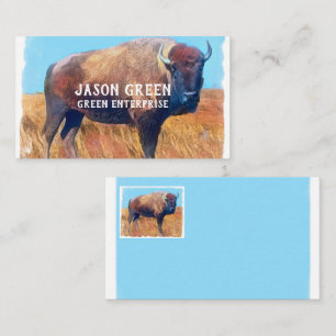 Bison Art auf blau-weiß doppelseitig gefertigt Visitenkarte