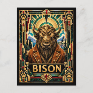 Bison, Art Deco Wildtiere Postkarte