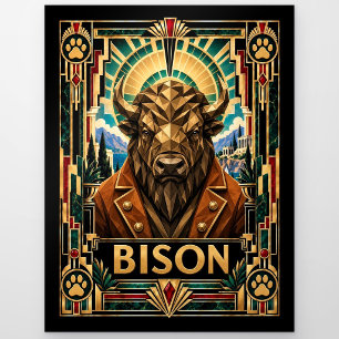 Bison, Art Deco Wildtiere Postkarte