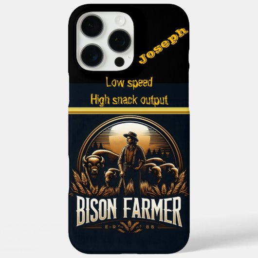 Bison Bauer steht stolz in der Abenddämmerung unte Case-Mate iPhone Hülle (Rückseite)