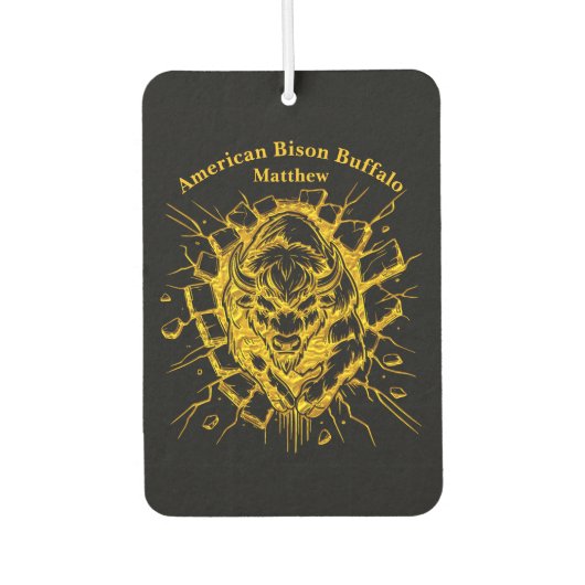 Bison bricht durch eine Wand in einem dynamischen Autolufterfrischer (Vorderseite)