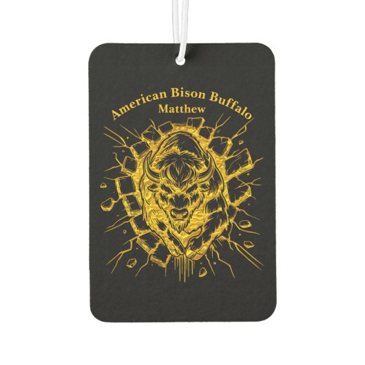 Bison bricht durch eine Wand in einem dynamischen Autolufterfrischer (Rückseite)