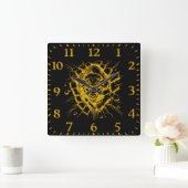 Bison bricht durch eine Wand in einem dynamischen Quadratische Wanduhr (Zuhause)