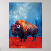 Bison Buffalo Abstrakte Malerei Poster (Vorne)