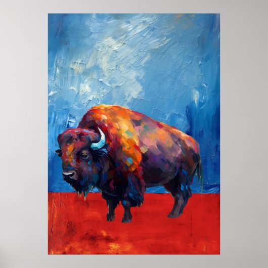 Bison Buffalo Abstrakte Malerei Poster (Vorne)