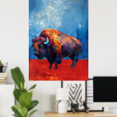 Bison Buffalo Abstrakte Malerei Poster (Heimbüro)