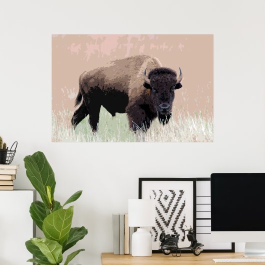 Bison Buffalo American Artwork Poster (Heimbüro)