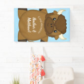 Bison Buffalo Baby Dusche Blue Banner (Insitu)