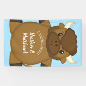 Bison Buffalo Baby Dusche Blue Banner (Horizontal)