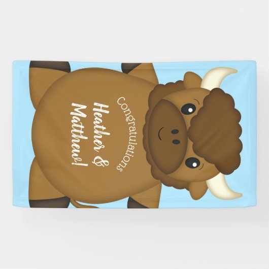 Bison Buffalo Baby Dusche Blue Banner (Horizontal)