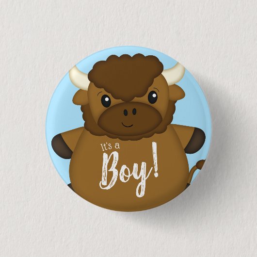 Bison Buffalo Baby Dusche Blue Button (Vorderseite)
