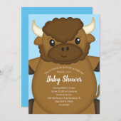 Bison Buffalo Baby Dusche Blue Einladung (Vorne/Hinten)