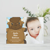 Bison Buffalo Baby Dusche Blue Einladung (Stehend Vorderseite)