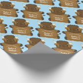 Bison Buffalo Baby Dusche Blue Geschenkpapier (Ecke)