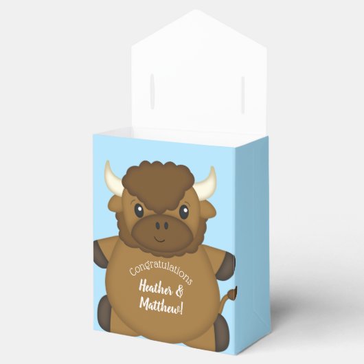 Bison Buffalo Baby Dusche Blue Geschenkschachtel (Geöffnet)