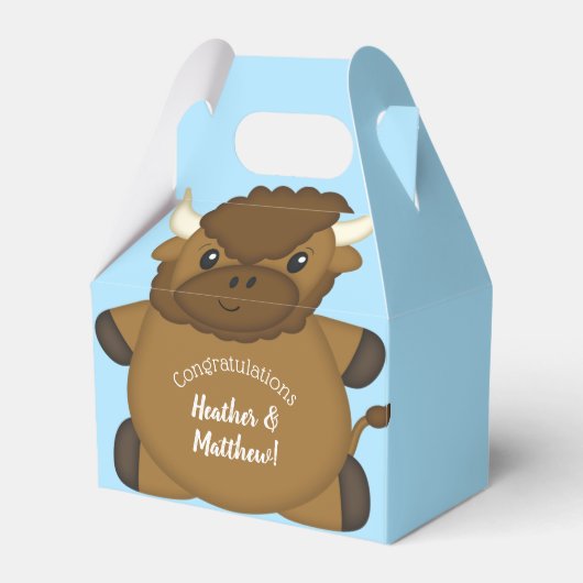 Bison Buffalo Baby Dusche Blue Geschenkschachtel (Vorderseite)