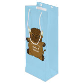 Bison Buffalo Baby Dusche Blue Geschenktüte Für Weinflaschen (Rückseite Schrägansicht)