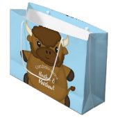 Bison Buffalo Baby Dusche Blue Große Geschenktüte (Vorderseite Schrägansicht)