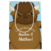 Bison Buffalo Baby Dusche Blue Mittlere Geschenktüte (Vorderseite)