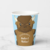 Bison Buffalo Baby Dusche Blue Pappbecher (Rückseite)