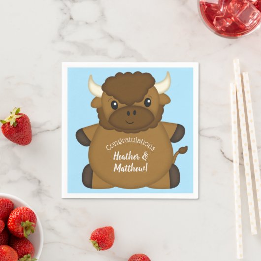 Bison Buffalo Baby Dusche Blue Serviette (Beispiel)