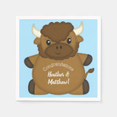 Bison Buffalo Baby Dusche Blue Serviette (Vorderseite)