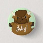 Bison Buffalo Baby Dusche Button (Vorderseite)