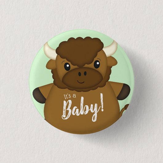 Bison Buffalo Baby Dusche Button (Vorderseite)
